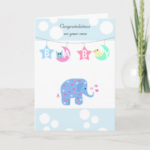 Tarjeta Felicidades Elefante Bebé