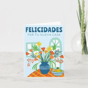 Tarjeta FELICIDADES FELICIDADES NUEVA VASO DE Flor EN CASA