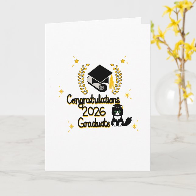 Tarjeta Felicidades Graduado 2026 (flor amarilla)