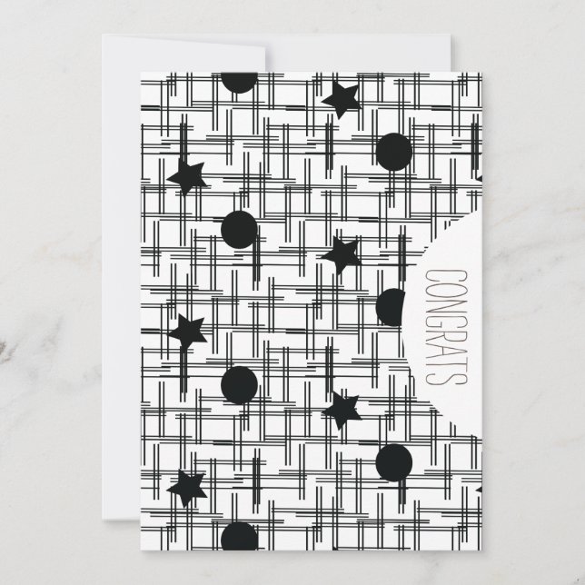 Tarjeta Felicidades Graduado Abstracto Monocromo Estrellas (Anverso)