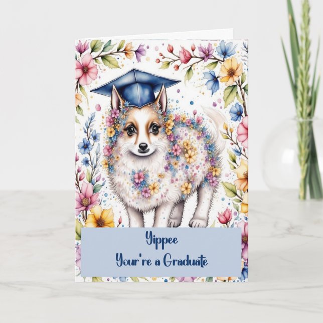 Tarjeta Felicidades Graduado de 8vo Grado con Perro (Anverso)