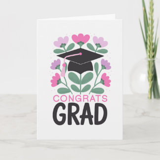 Tarjeta Felicidades Graduado Gorra de Graduación Florales