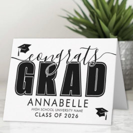 Tarjeta Felicidades Graduado Graduación Blanco y Negro
