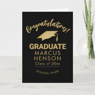 Tarjeta Felicidades Graduado Oro Gorro de Graduación