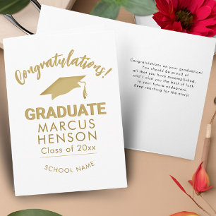Tarjeta Felicidades Graduado Oro Gorro de Graduación