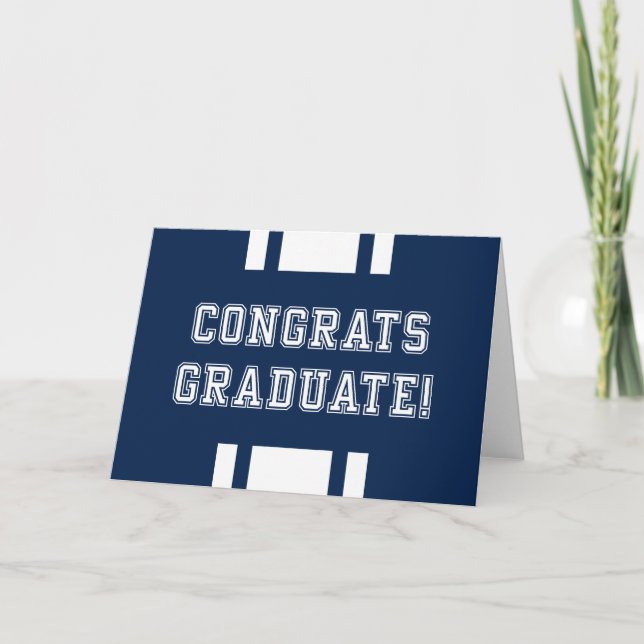 Tarjeta Felicidades Graduado Varsity Color Editable (Anverso)
