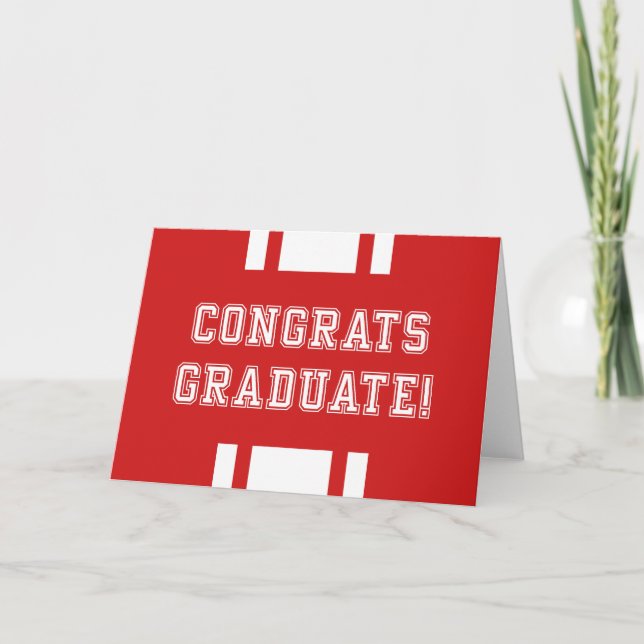 Tarjeta Felicidades Graduado Varsity Color Editable (Anverso)