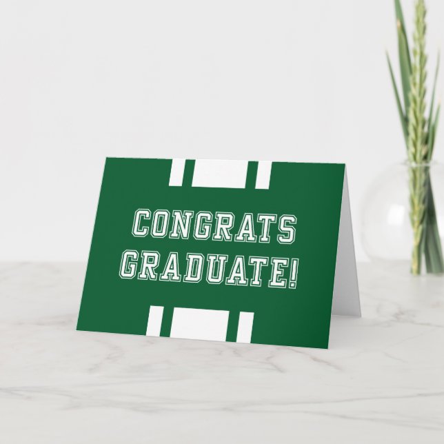 Tarjeta Felicidades Graduado Varsity Editable de Color (Anverso)