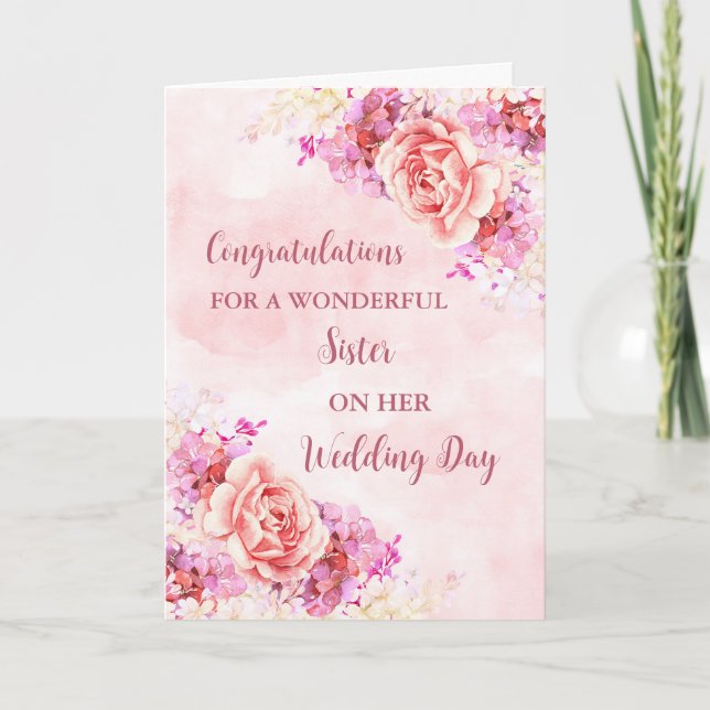Tarjeta Felicidades hermana por su boda (Anverso)
