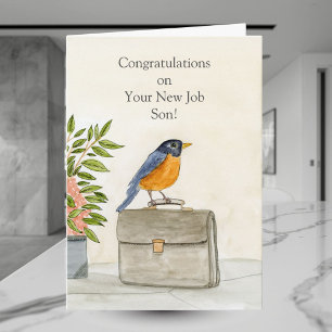 Tarjeta Felicidades hijo nuevo trabajo Robin