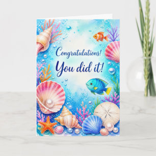 Tarjeta Felicidades Lo Lograste Brillante Pez Agua Oceano