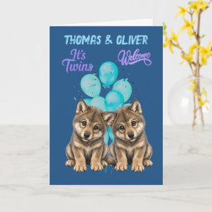Tarjeta Felicidades niños gemelos lobeznos