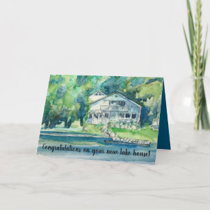 Tarjeta Felicidades Nueva Casa Lago Casa Árboles