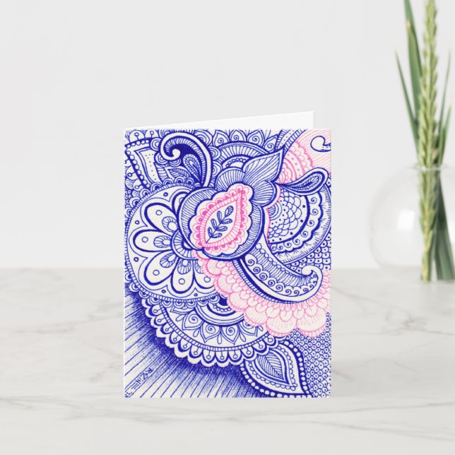 Tarjeta Felicidades Nueva Mamá de Bebé Damask Mandala Indi (Anverso)