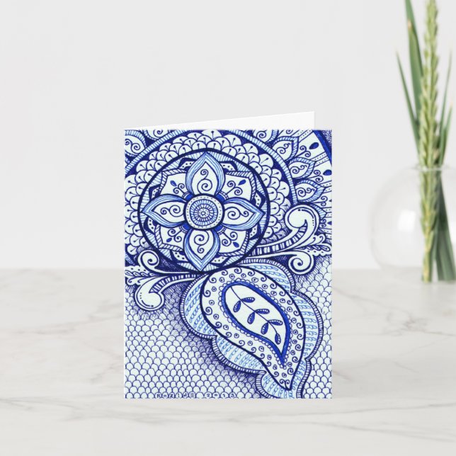 Tarjeta Felicidades Nueva Mamá Es Un Niño Damask Mandala H (Anverso)