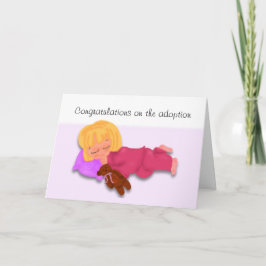Tarjeta Felicidades por adopción, Chica durmiente con Tedd