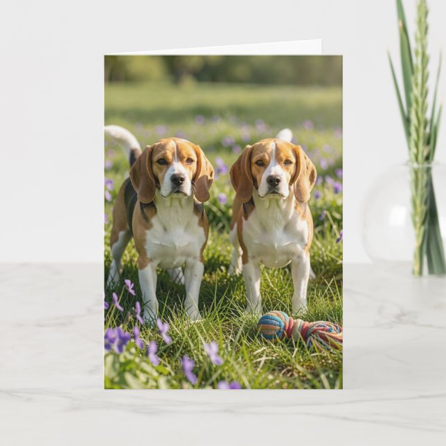Tarjeta ¡Felicidades por Dos Nuevos Perros! Bienvenidos Be (Anverso)