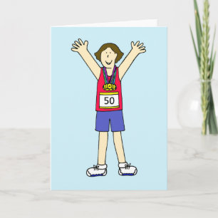 Tarjeta Felicidades por el 50º Maratón para Ella