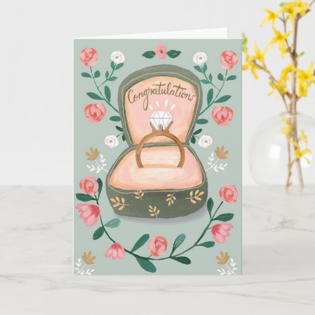 Tarjeta Felicidades por el compromiso (flor amarilla)