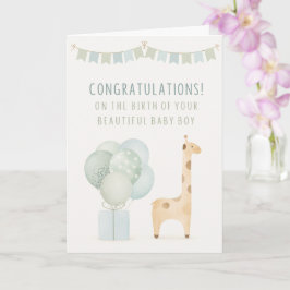 Tarjeta Felicidades por el nacimiento de tu bebé niño!