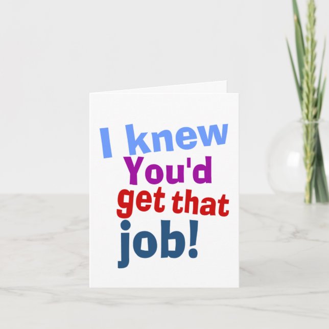 Tarjeta Felicidades por el nuevo trabajo, qué hilarante (Anverso)