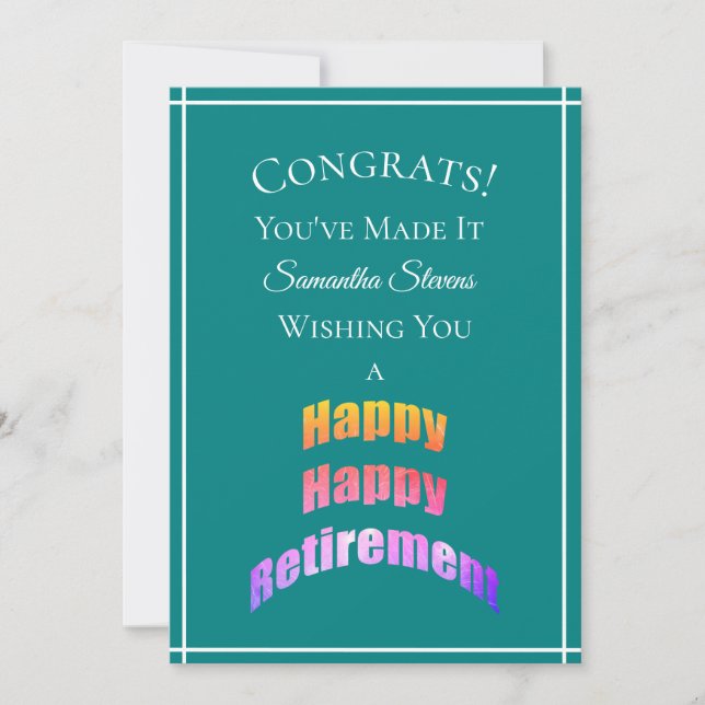 Tarjeta Felicidades por el retiro que le has dado cualquie (Anverso)