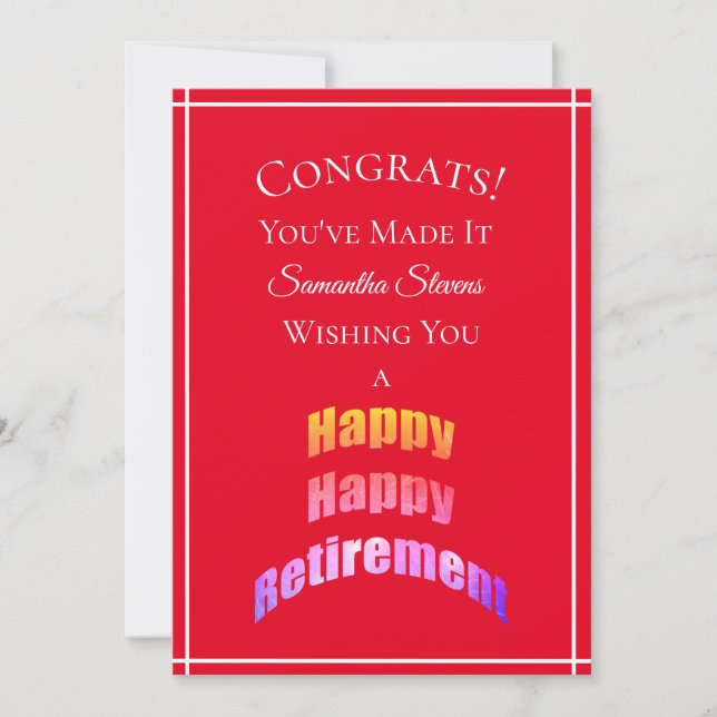 Tarjeta Felicidades por el retiro que le has dado cualquie (Anverso)