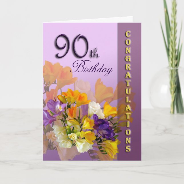 Tarjeta Felicidades por Freesias por su cumpleaños número  (Anverso)