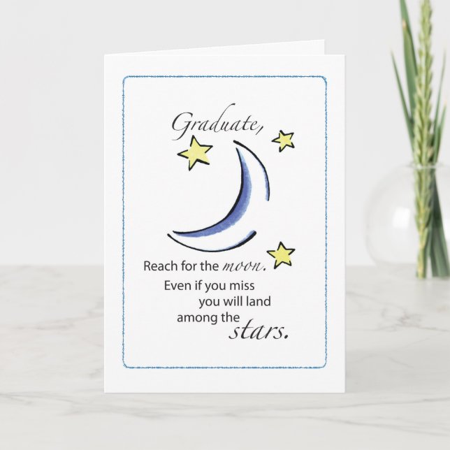 Tarjeta Felicidades por graduación, graduación, luna y est (Anverso)