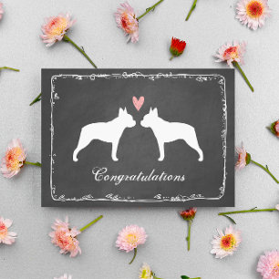 Tarjeta Felicidades por la boda de Boston Terriers