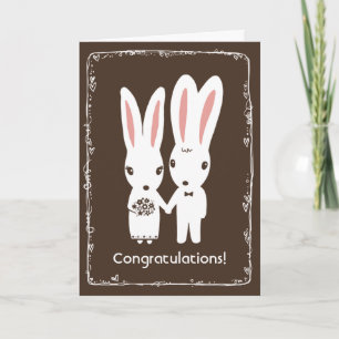Tarjeta Felicidades por la boda de conejitos