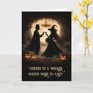 Tarjeta Felicidades por la boda de Halloween Pareja malvad