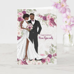 Tarjeta Felicidades por la boda de la novia y el novio afr