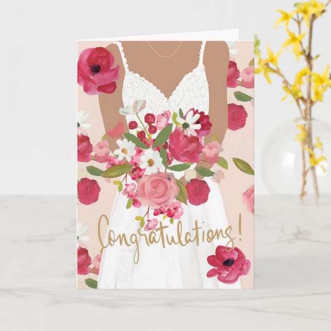 Tarjeta Felicidades por la despedida de soltera (flor amarilla)
