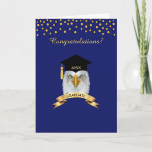 Tarjeta Felicidades por la graduación de Eagle en oro y az