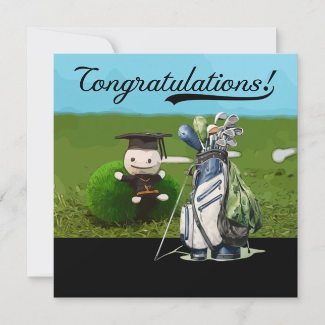 Tarjeta Felicidades por la graduación de golf en Par por e (Anverso)