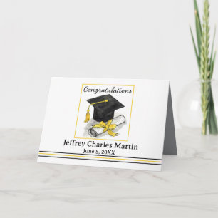Tarjeta Felicidades por la graduación Gorra negra con nomb