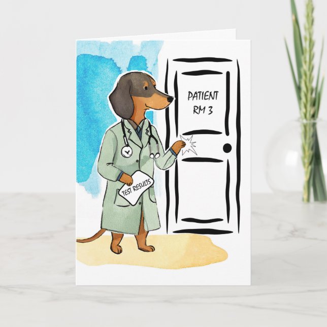 Tarjeta Felicidades por la jubilación con el doctor Dachsh (Anverso)