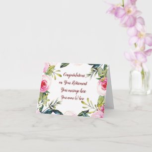 Tarjeta Felicidades por la jubilación Flores Escritura Cur