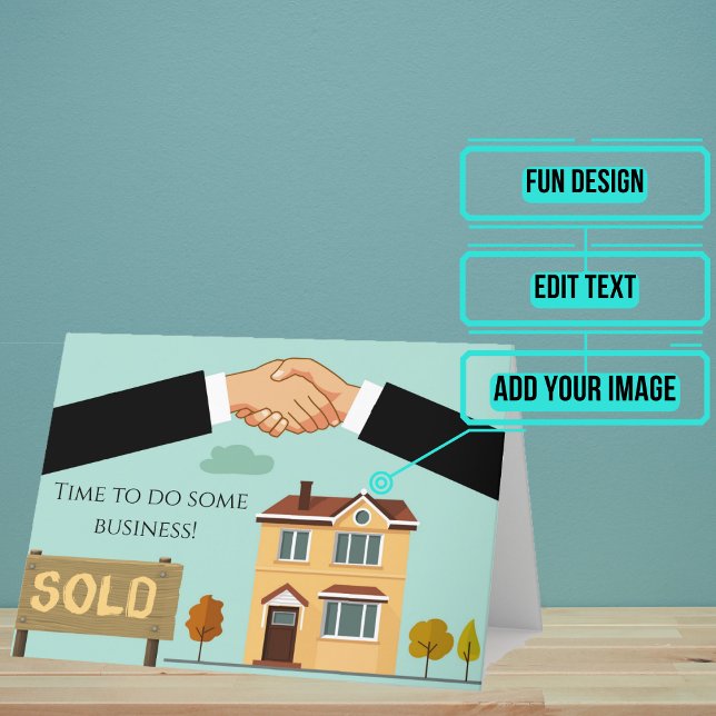 Tarjeta Felicidades por la licencia inmobiliaria con sello (Give this fun card to someone who just got their real estate license to let them know you are proud.)