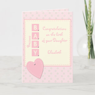 Tarjeta Felicidades por la nueva niña rosa