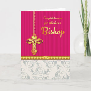 Tarjeta Felicidades Por La Ordenación De Bishop En Color M