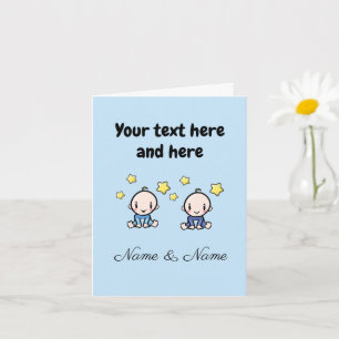Tarjeta Felicidades por los gemelos baby niños con nombres