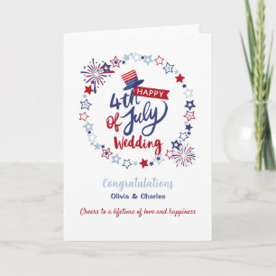 Tarjeta Felicidades por tu boda el 4 de julio personalizad