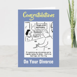 Tarjeta Felicidades por tu divorcio. Divorcio gracioso