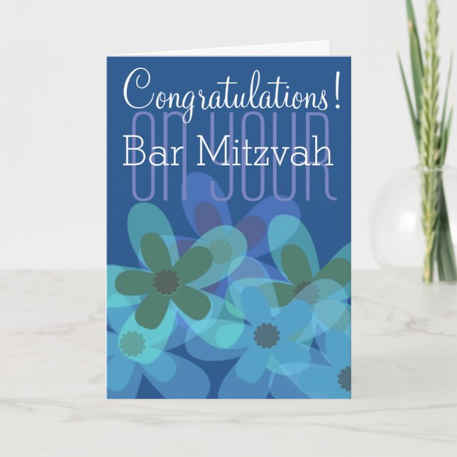 Tarjeta Felicidades por tu floral Bar Mitzvah (Anverso)