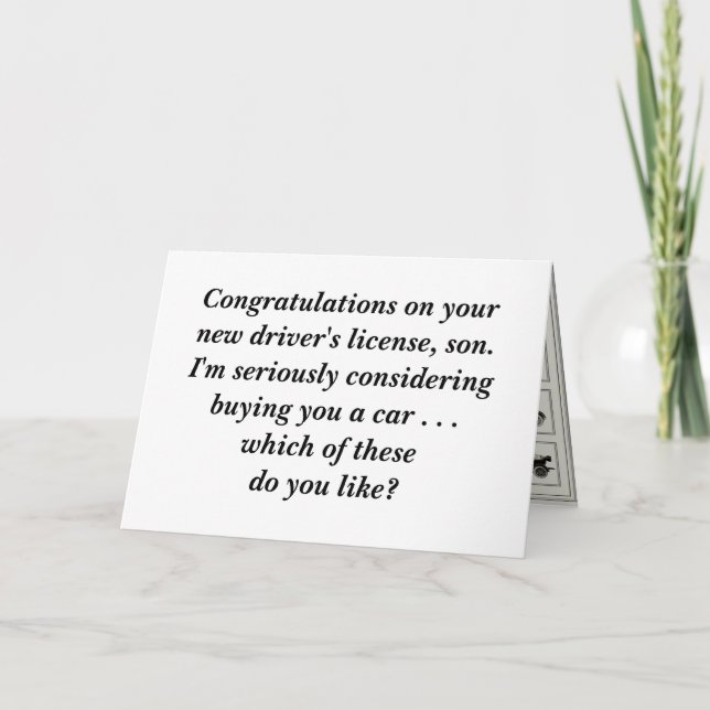 Tarjeta ¡Felicidades por tu licencia de conducir! (Anverso)