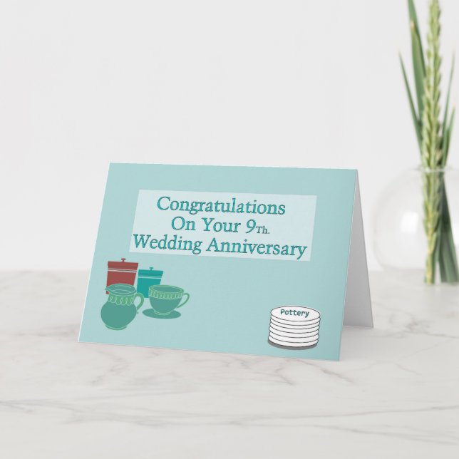 Tarjeta Felicidades Por Tu Noveno. Aniversario boda (Anverso)