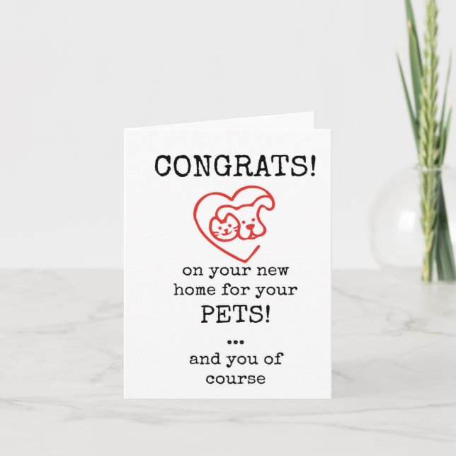 Tarjeta Felicidades por tu nueva casa para tus mascotas Ta (Anverso)