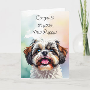 Tarjeta Felicidades por tu nueva pipa   Shih Tzu